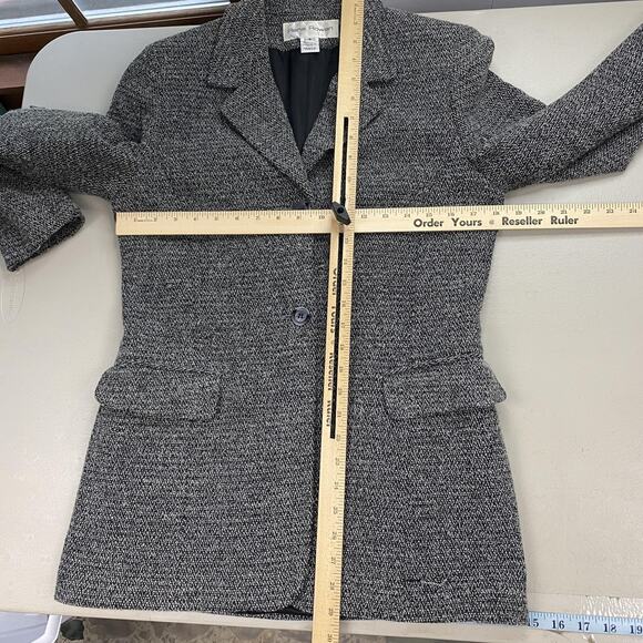 Rena Rowan Blazer Womens 8 Wool Blend Textured Tweed Jacket Pockets Casual Gray - Picture 12 of 15